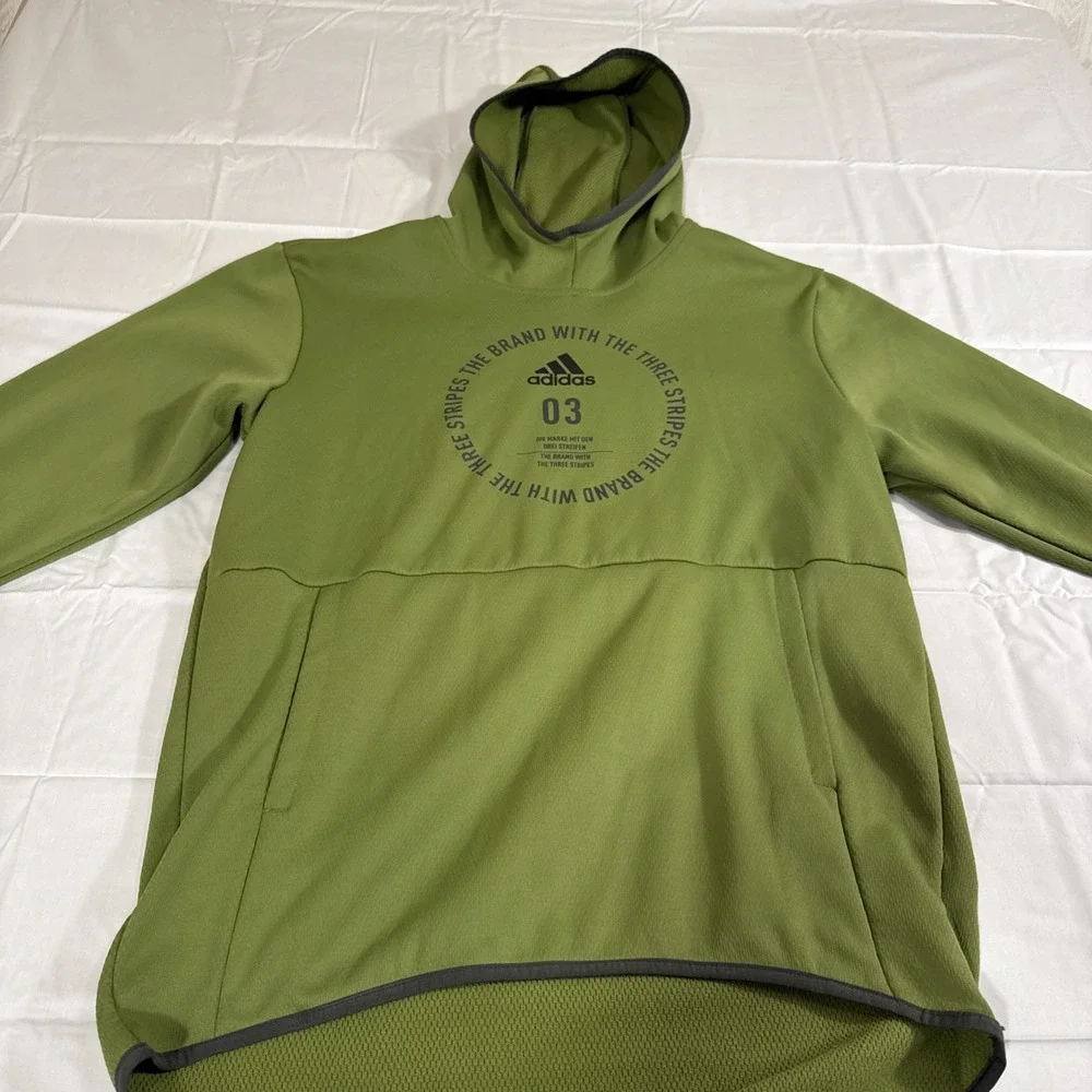 SWEATSHIRT HOODED MENS Adidas LARGE PIN STRIPE Stretch